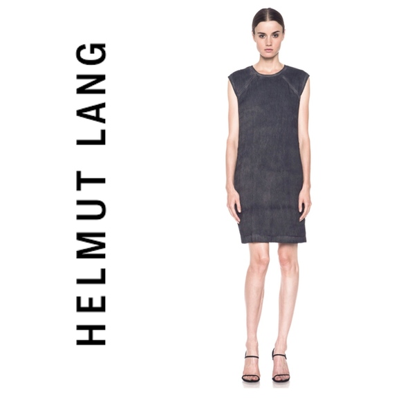 Helmut Lang Dresses & Skirts - HELMUT LANG Washed Front Tuck Cotton-Blend Dress